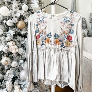 Zara grey floral top